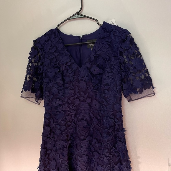 Adrianna Papell Dress, formal blue floral appliqué short dress, NWOT, size 2 - Picture 13 of 16